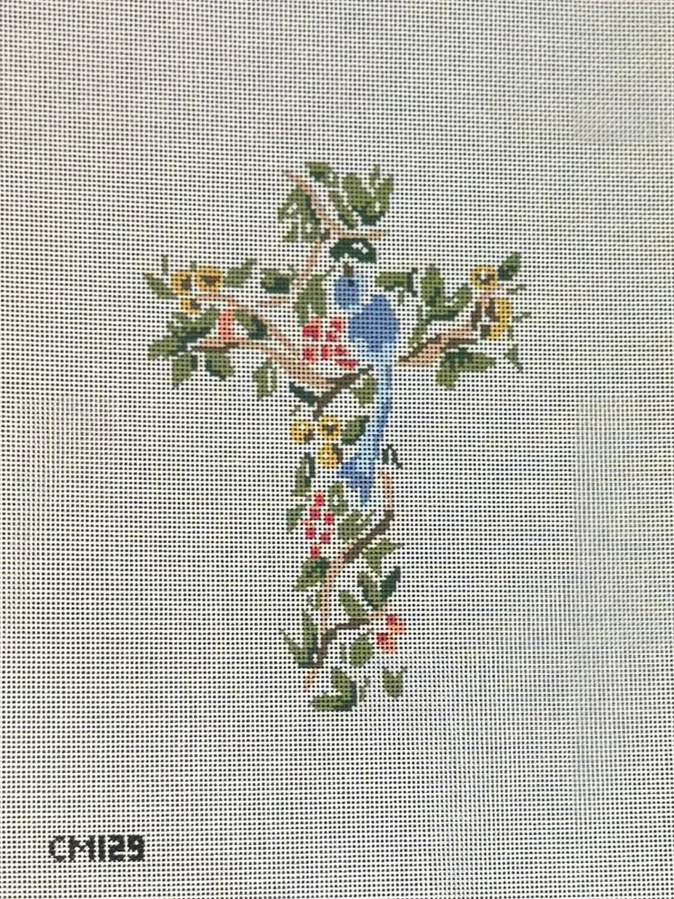 Chinoiserie Cross with Bird Canvas