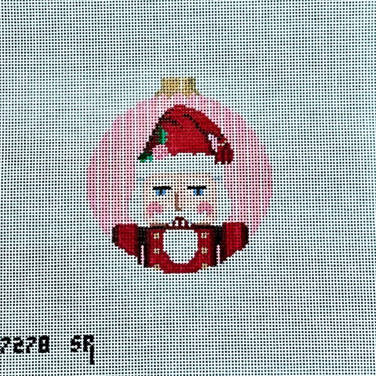 Candy Santa Nutcracker Round Pink Canvas
