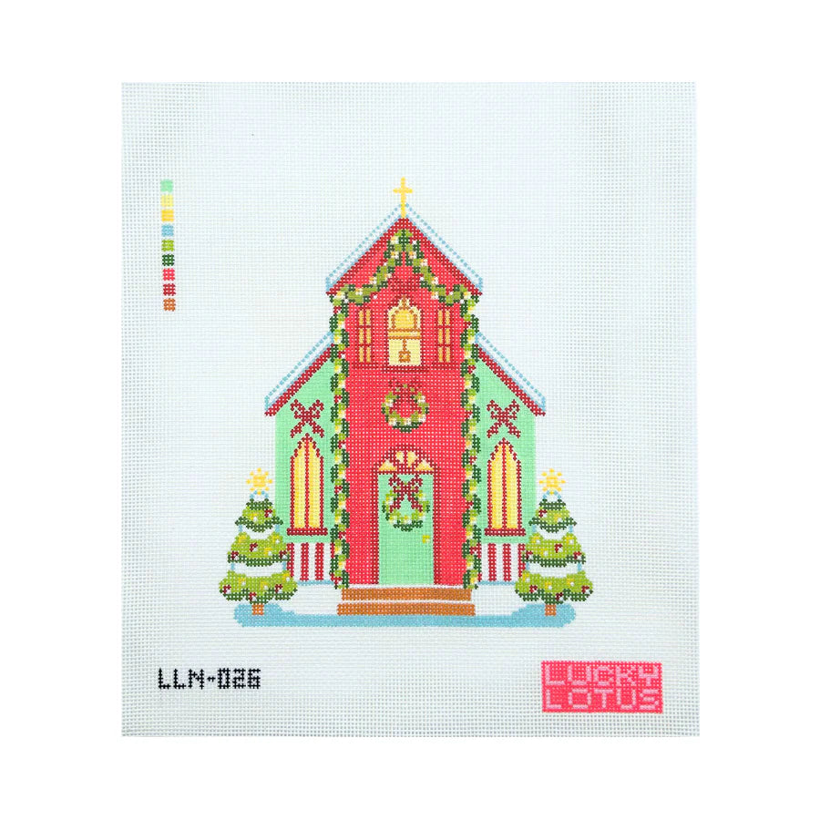 Church Christmas Village Canvas