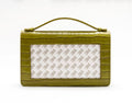 The Everyday Clutch - Green Croc+Silver Chain