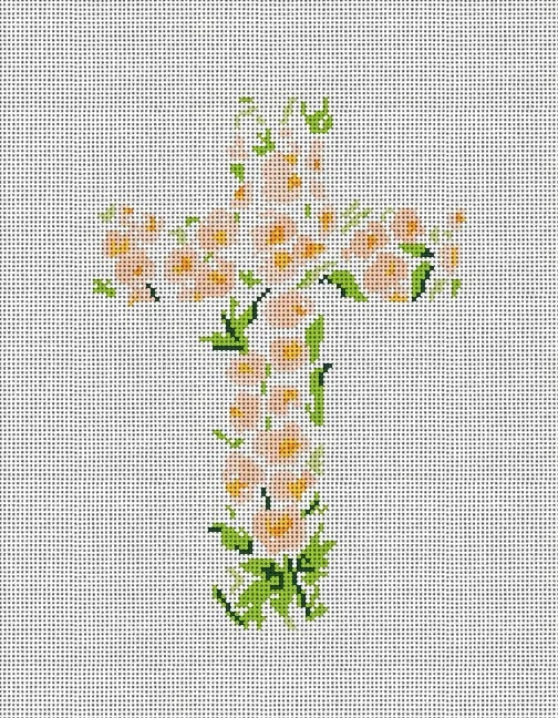 Peach Hollyhock Cross Canvas