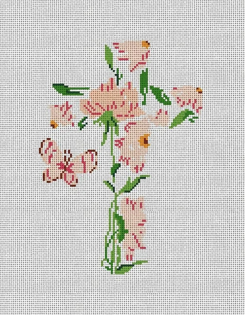 Floral Cross with Butterfly Canvas