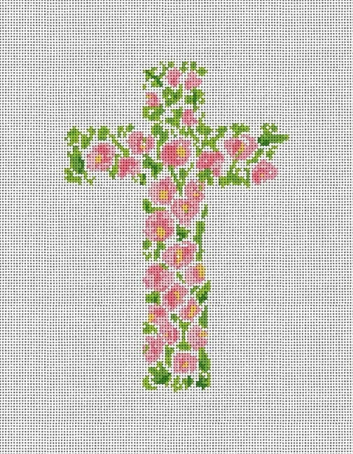 Pink Hollyhock Cross Canvas