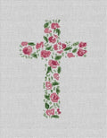 Floral Cross with Pink Roses Canvas