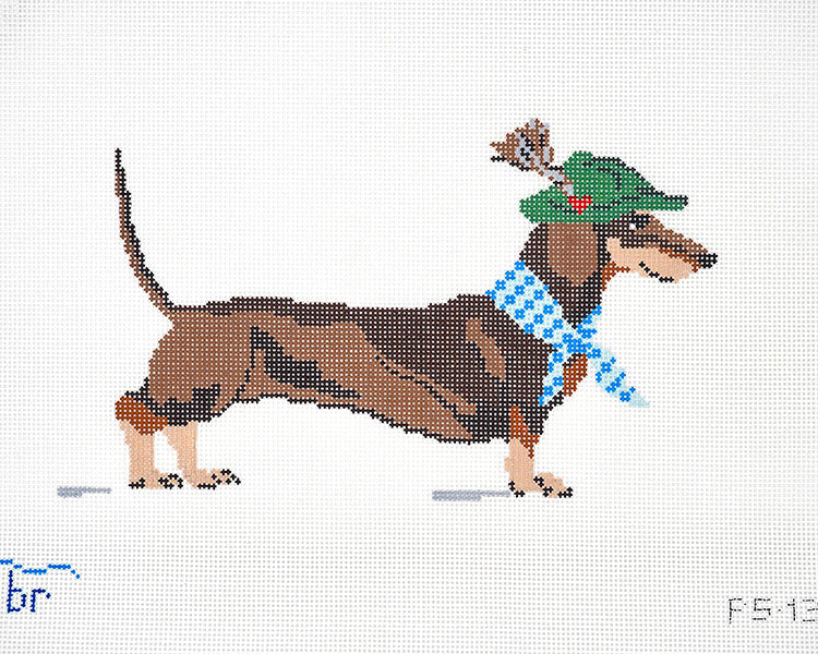 Dackel (dachshund) Canvas on 13 mesh