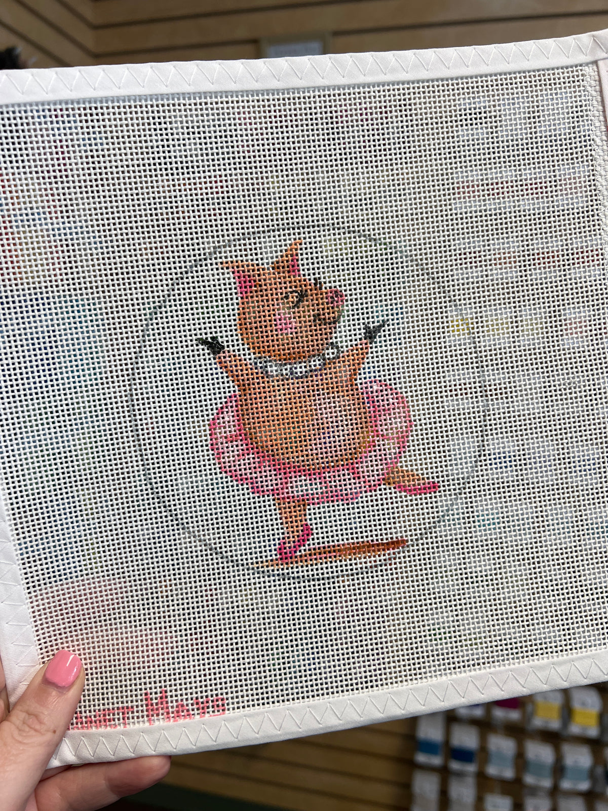 Pretty In Pink Dancing Ballerina Pig Canvas