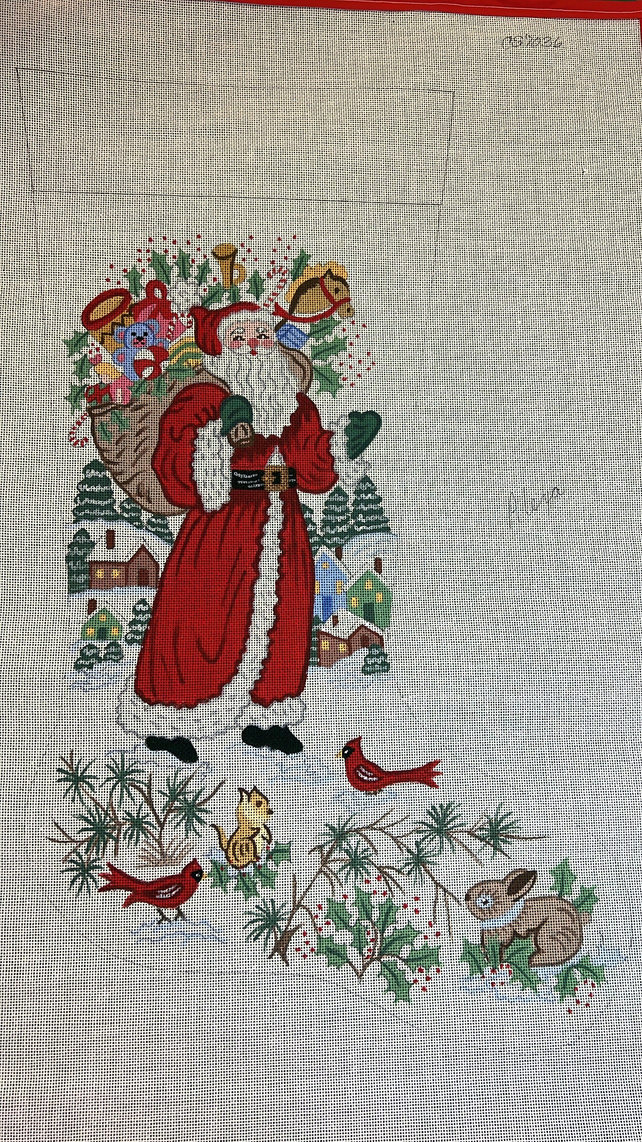 Santa with Toys and Woodland Animals Alexa Stocking Canvas