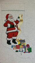Santa with List Stocking Canvas-Girl