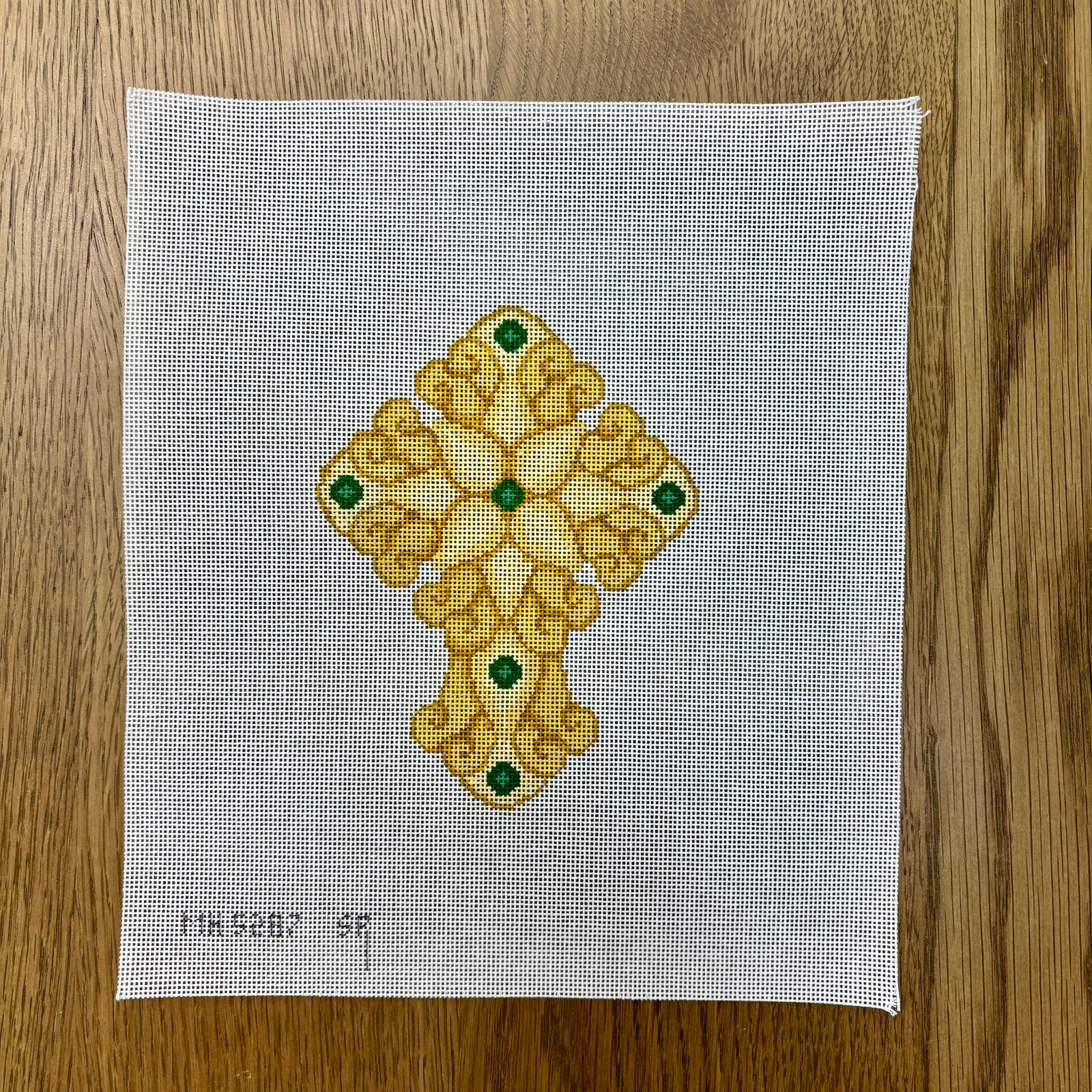 Emerald Star Flower Cross Canvas