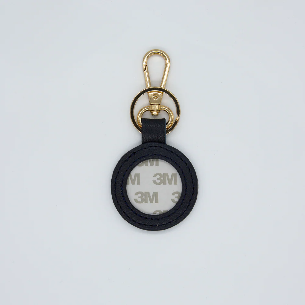 Leather Self-Finishing Key Fob-Navy