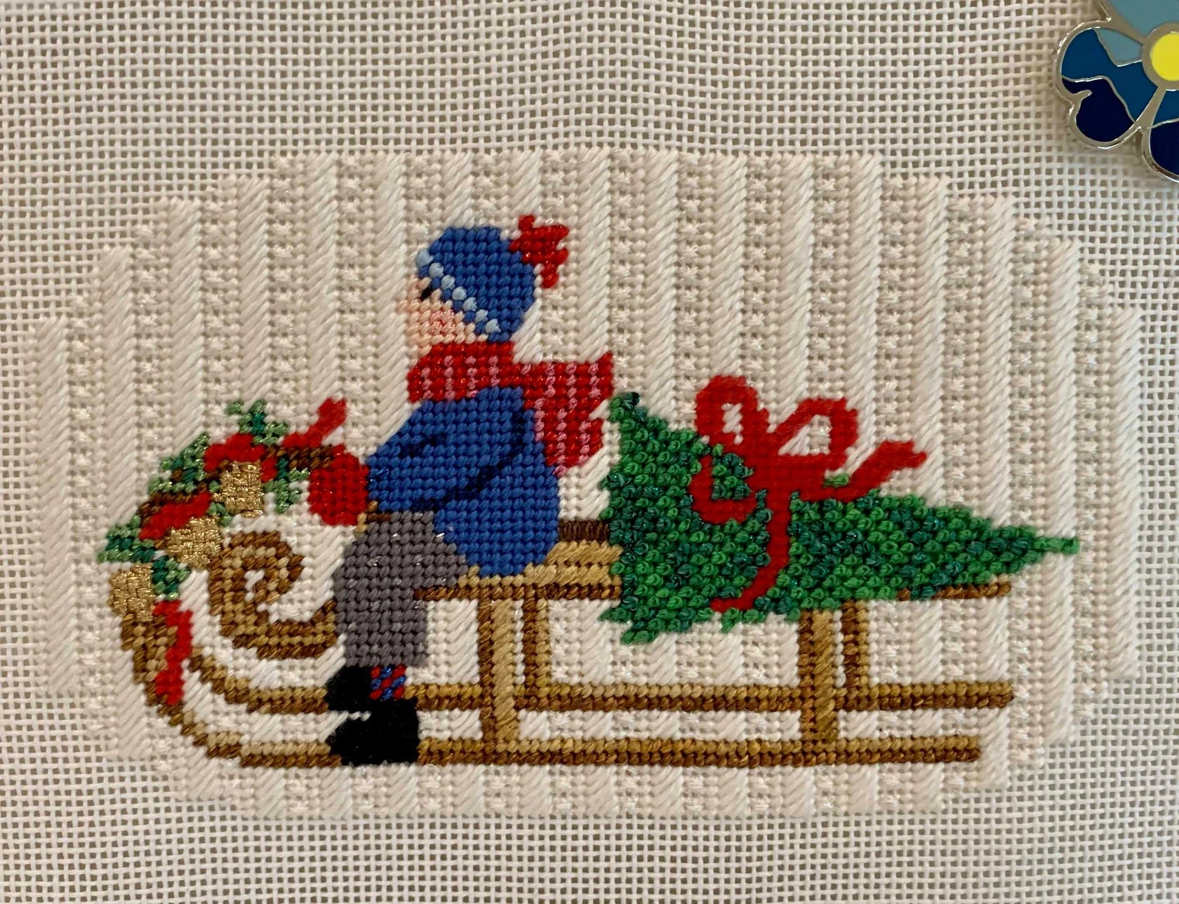 Festive Sled Boy Canvas