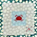 Crab on Stripes 2" Square Canvas