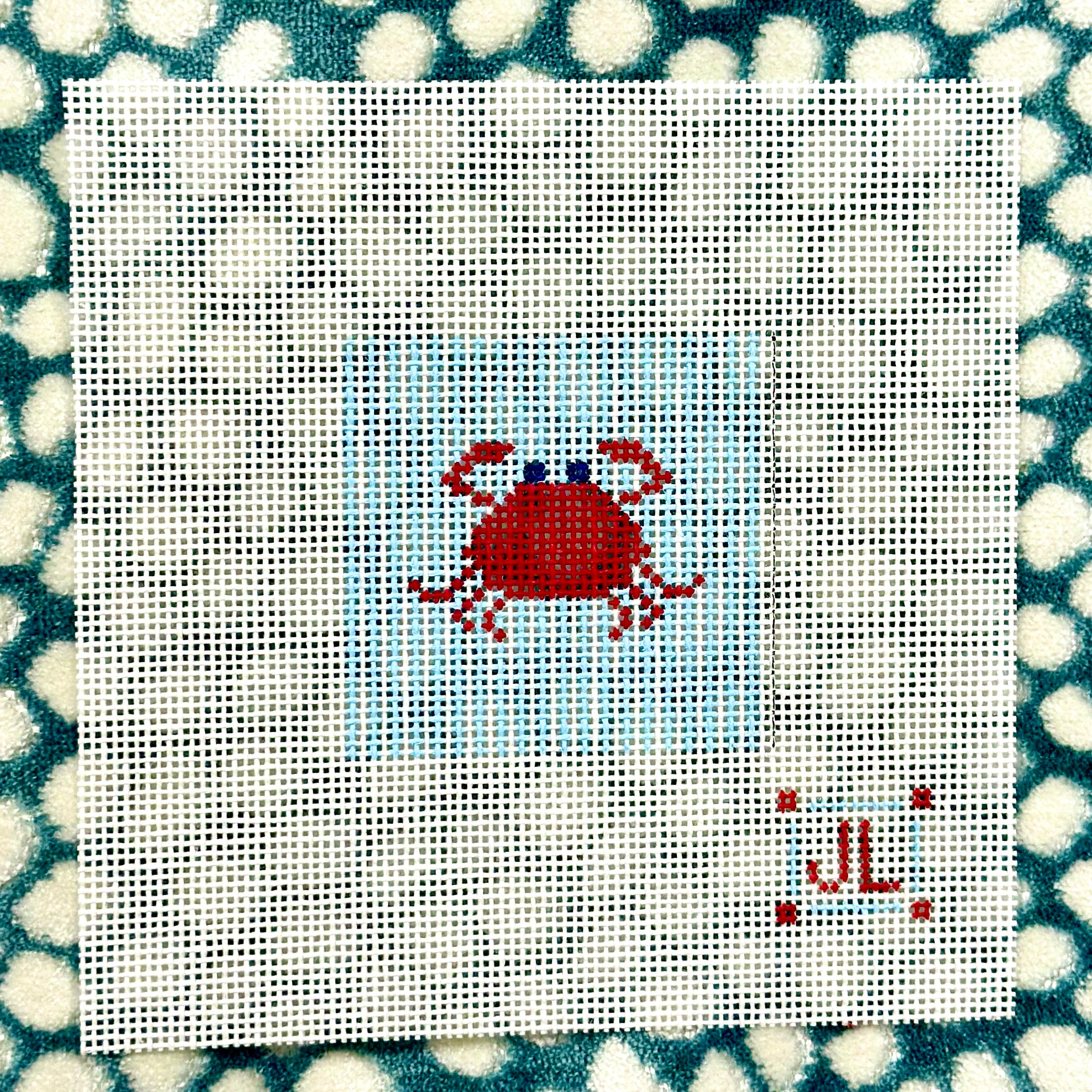 Crab on Stripes 2" Square Canvas