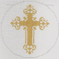 Gold Cross 3" Round Canvas