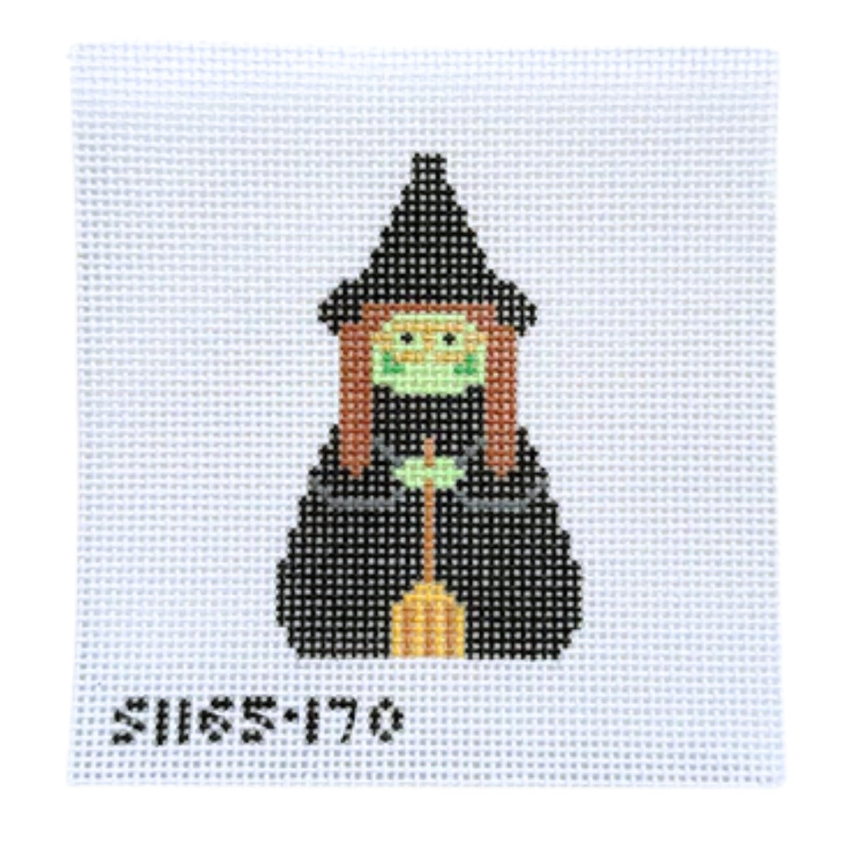 Green Face Witch Stitch It Angel Canvas