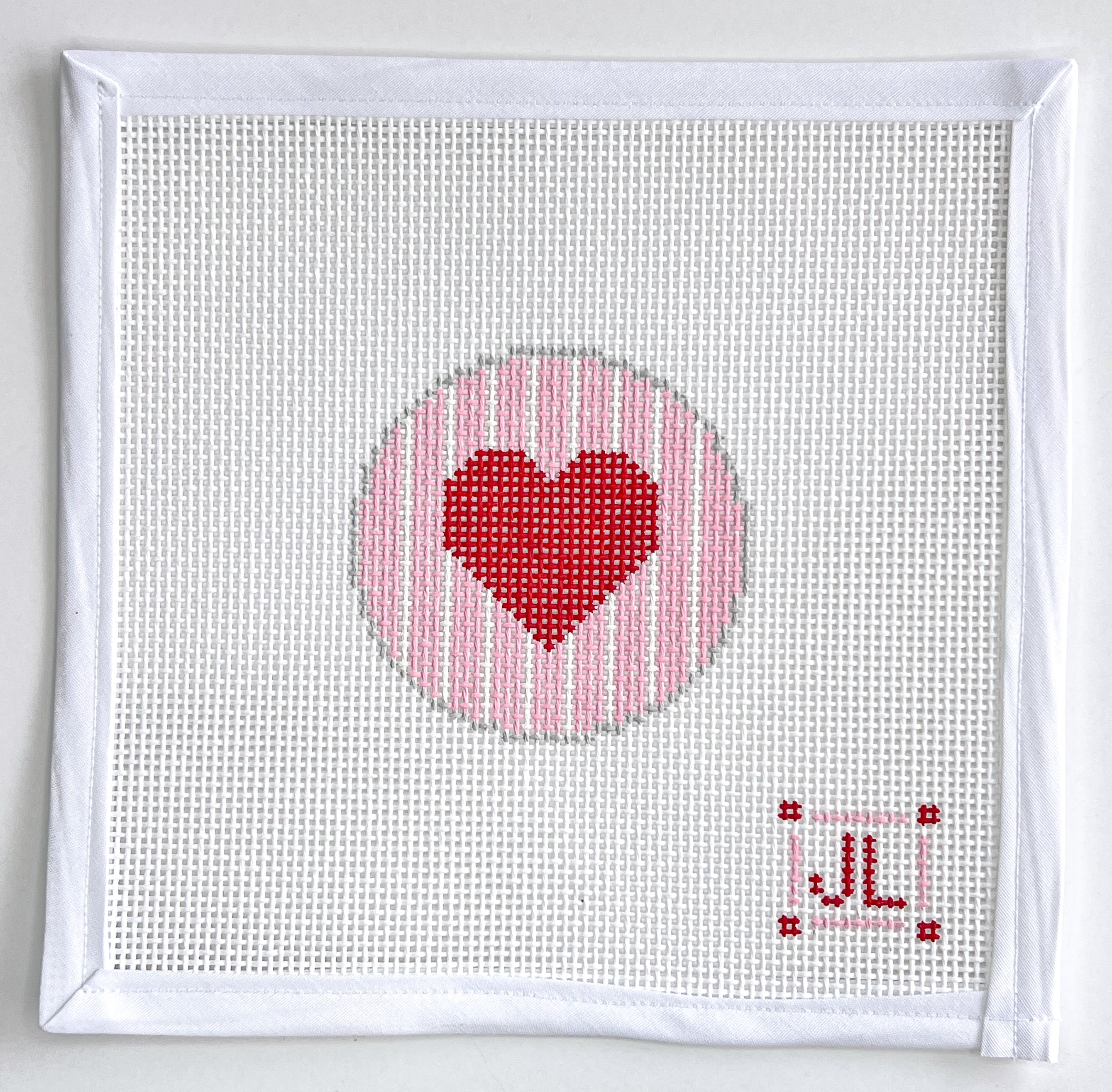 Heart with Stripes Round Canvas
