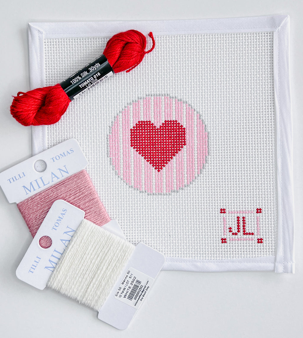 Heart with Stripes Round Canvas