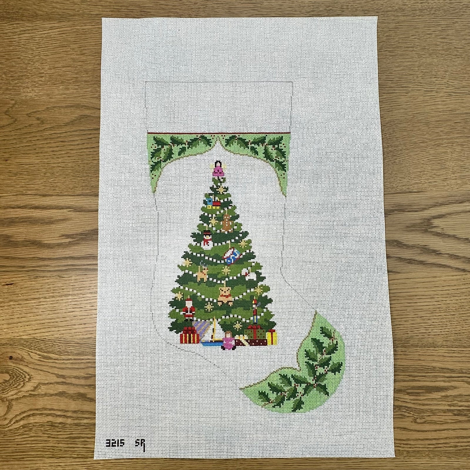 Holly Tree Stocking Canvas