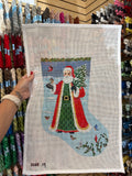 Bird Feeding Santa Stocking Canvas