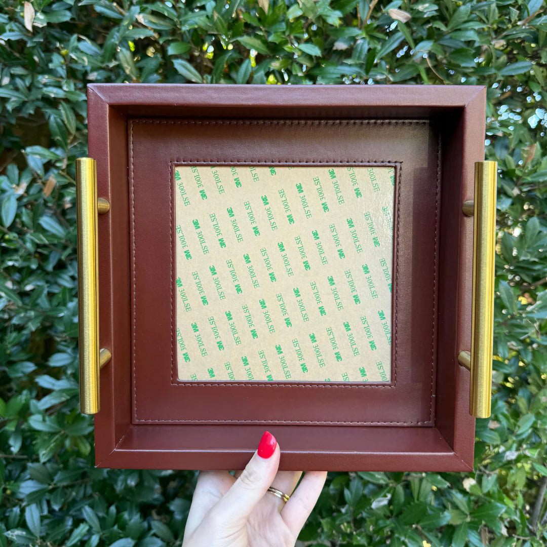 Leather Self-Finishing Tray - Chocolate