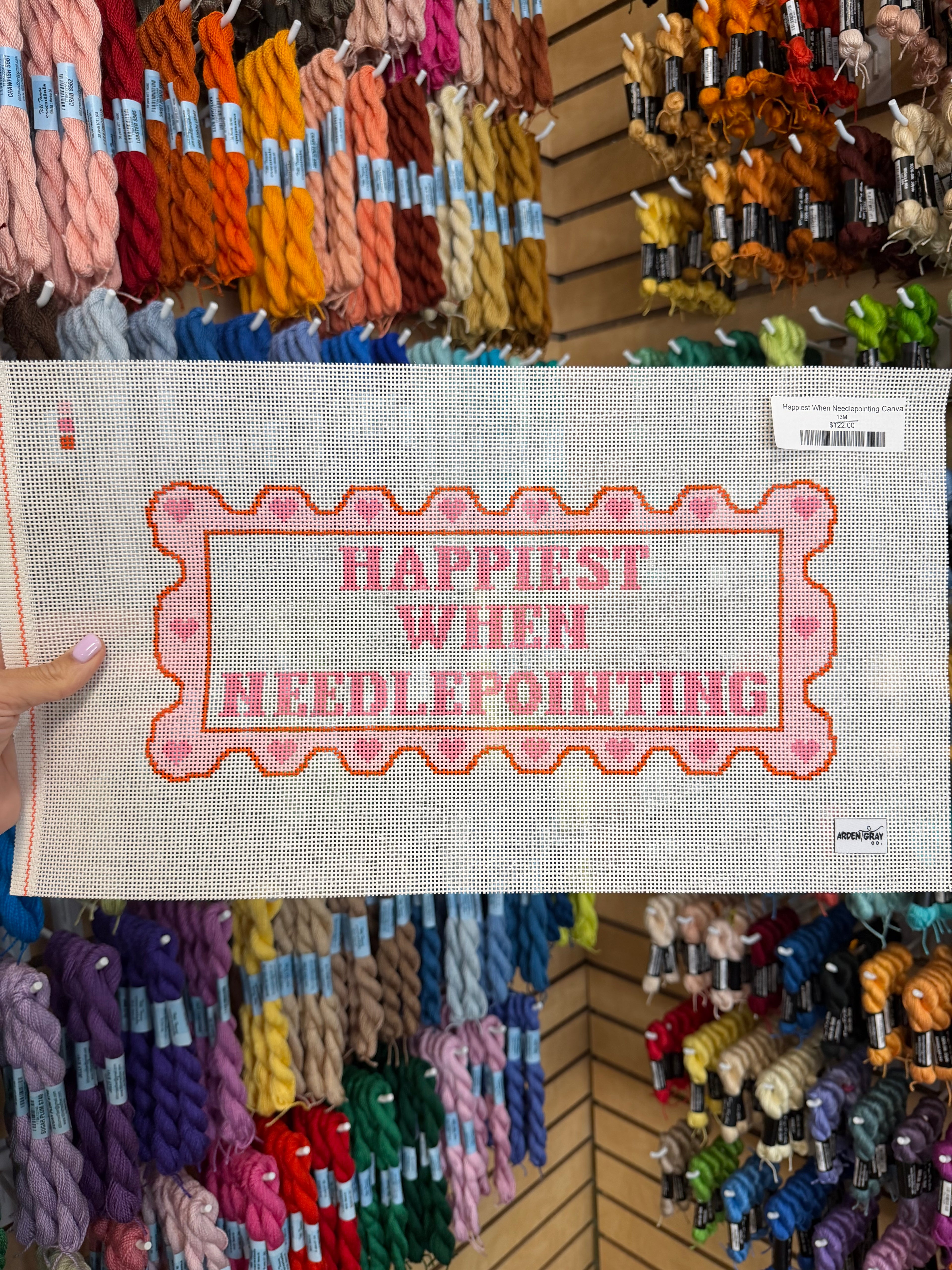 Happiest When Needlepointing Canvas