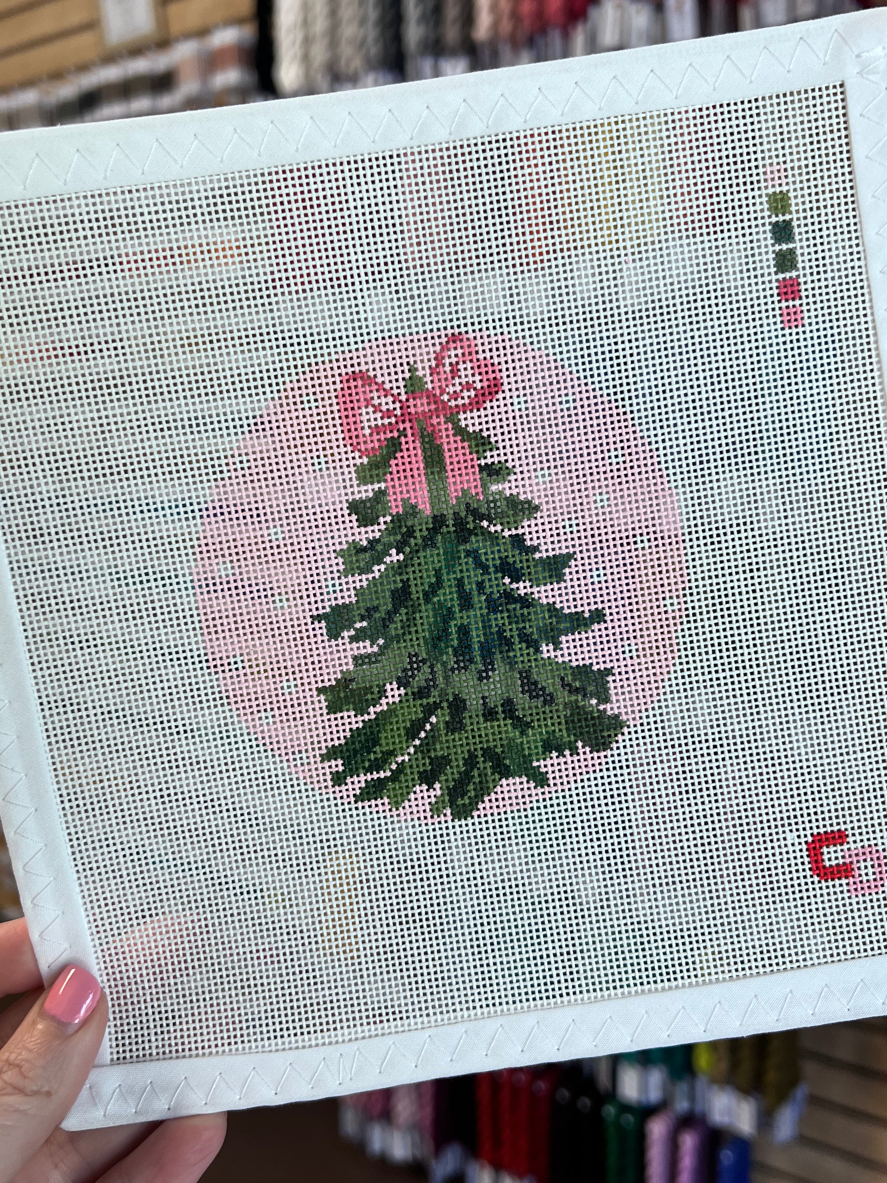 Pink Bow Christmas Tree Canvas