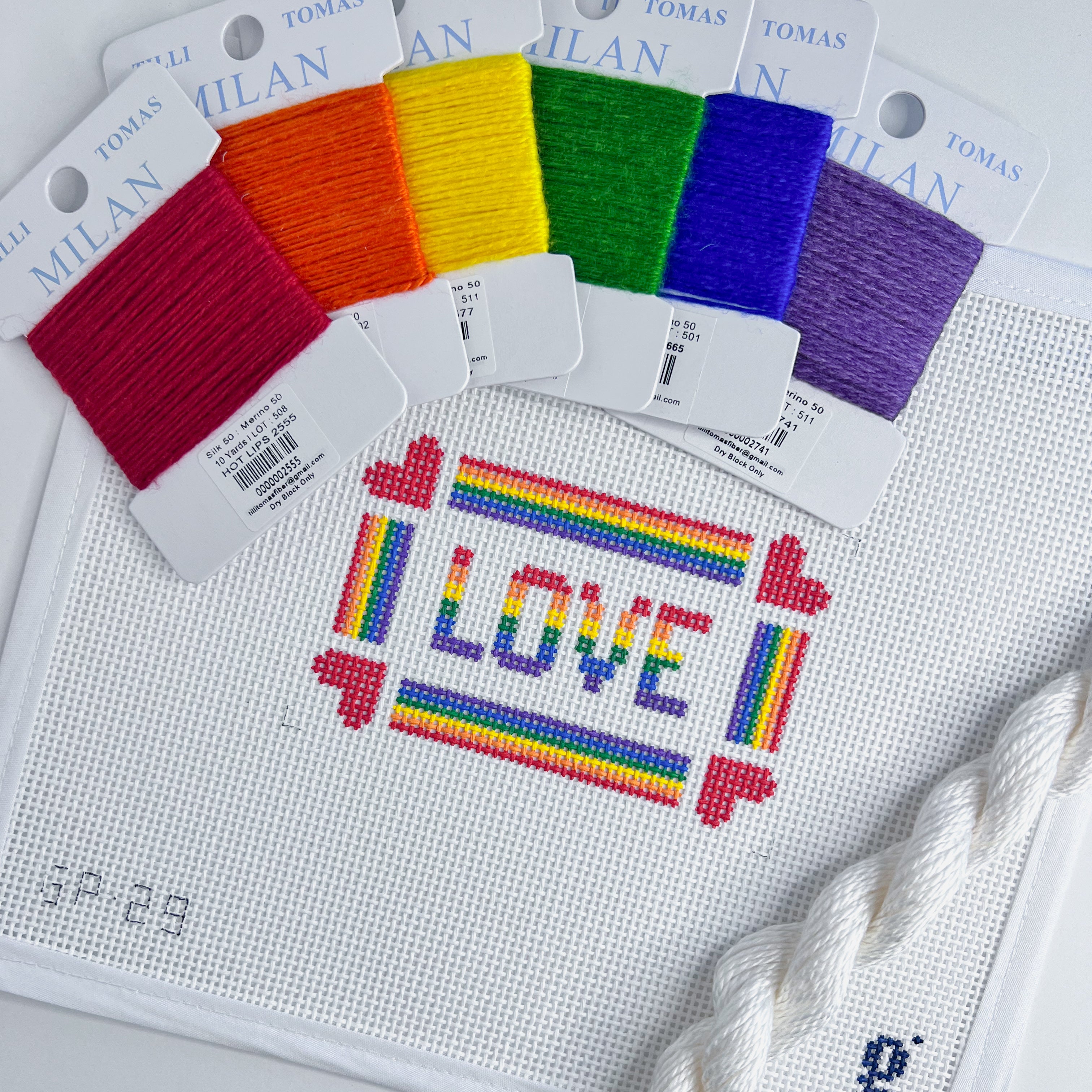 Rainbow Love Mini Sign with Hearts Canvas