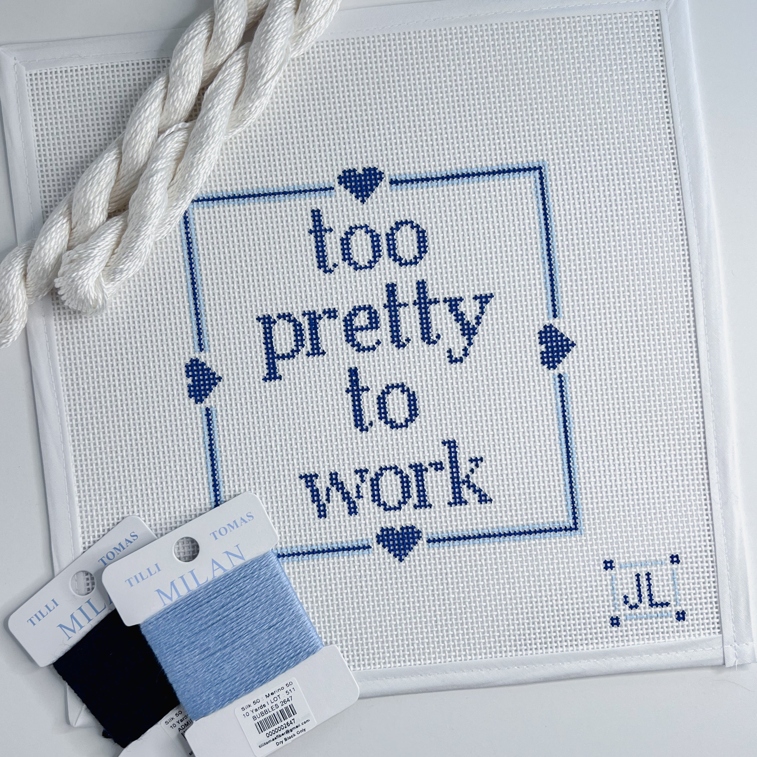Too Pretty To Work Canvas Blue