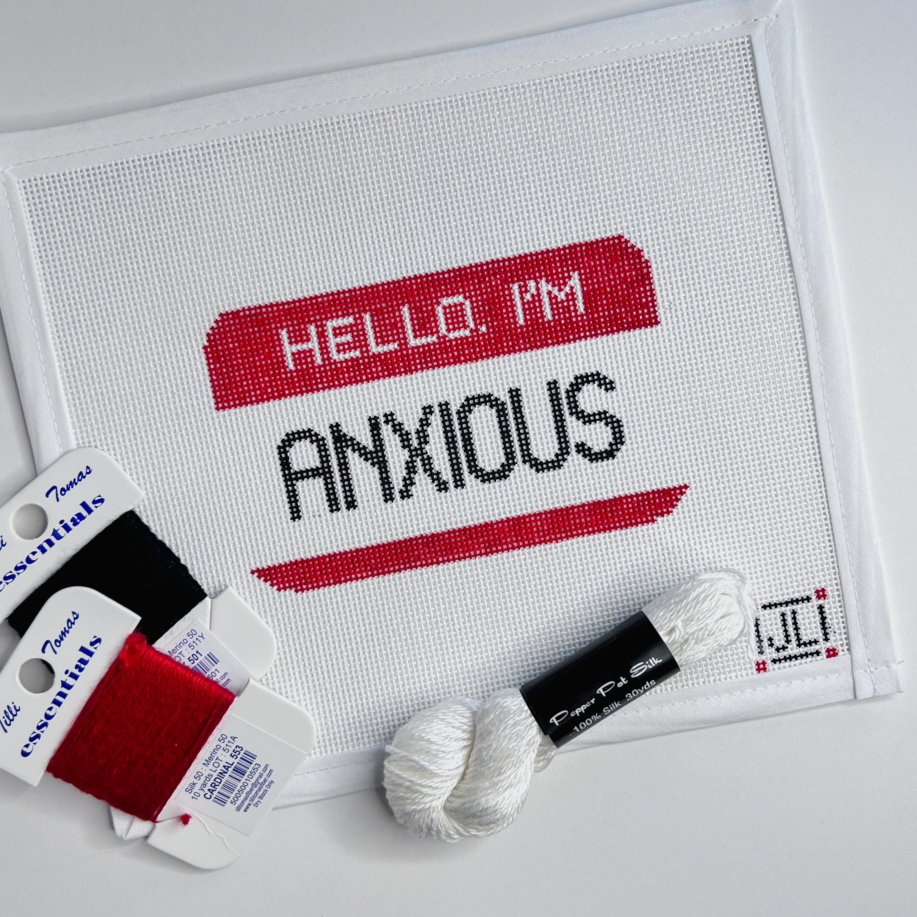 Hello Anxious Name Tag Canvas