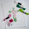 Pink Flowers Cross Canvas