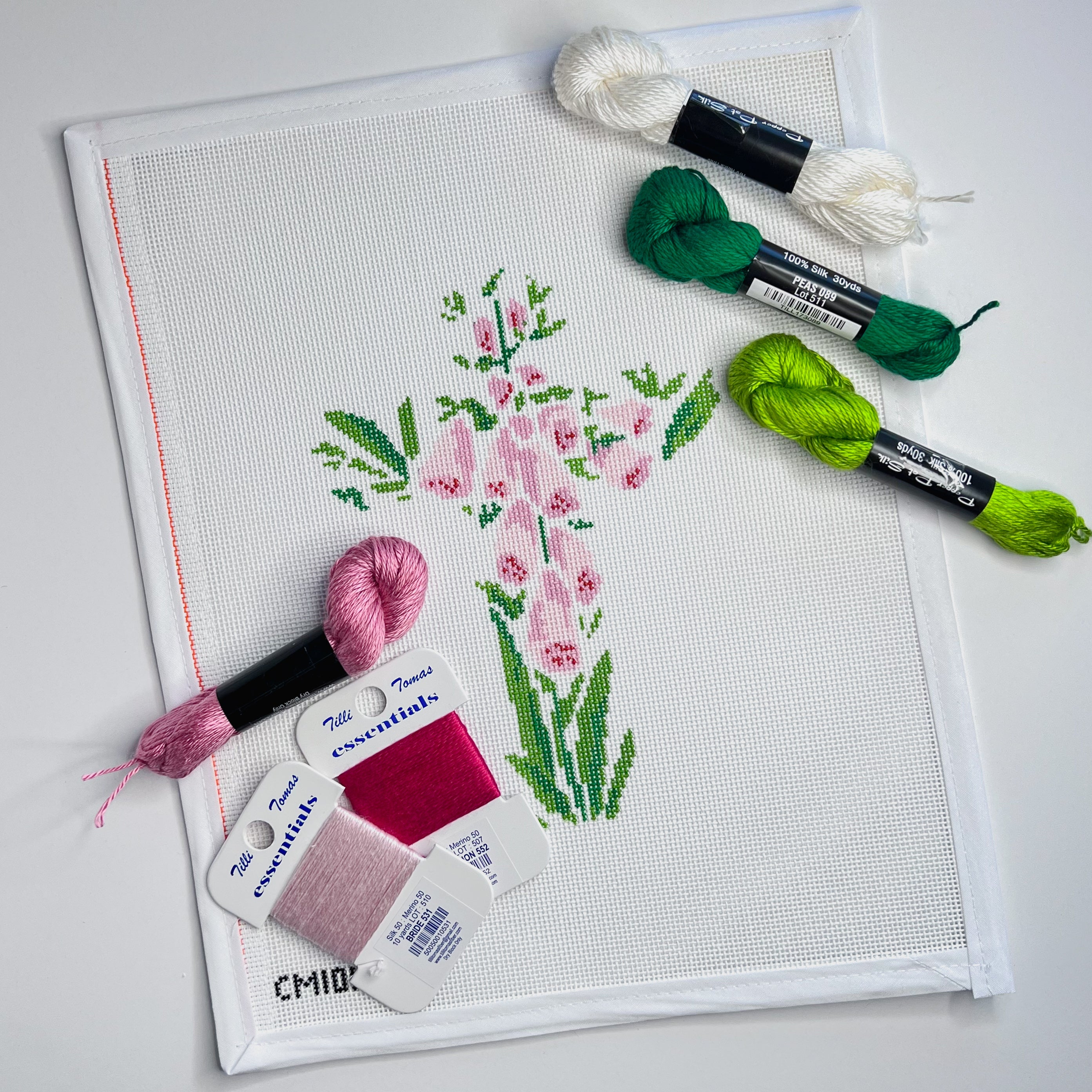 Pink Flowers Cross Canvas