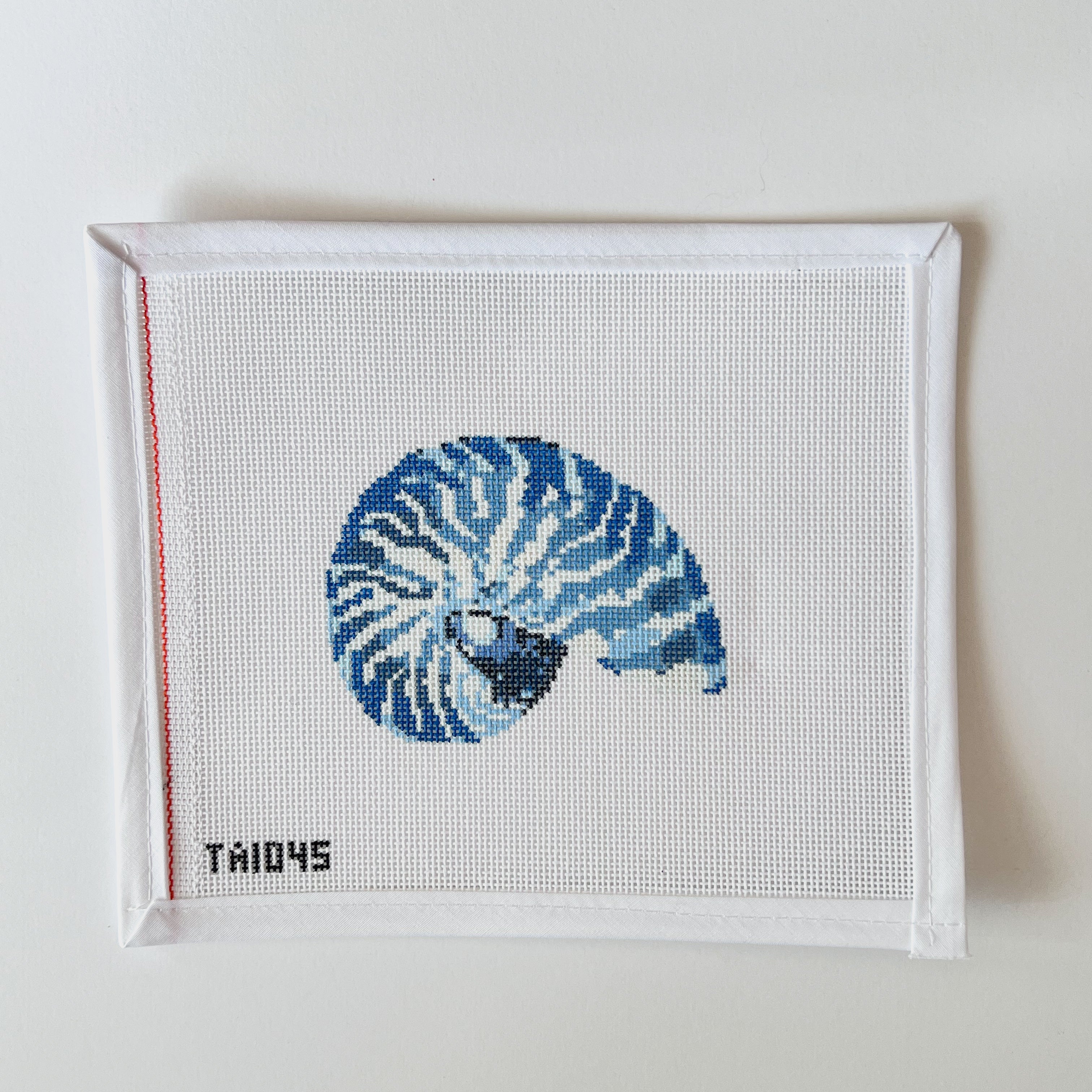 Mini Nautilus Shell Canvas (Blue and White)