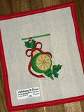Christmas Ornament with Holly and Red Bow Mini Stocking Canvas