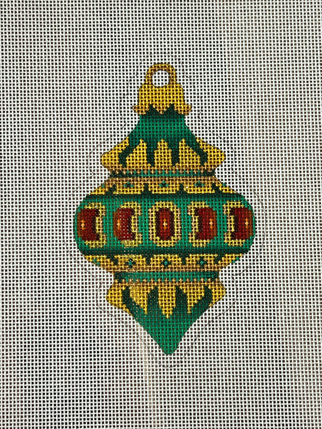 Green and Gold Jeweled Bauble Ornament Canvas