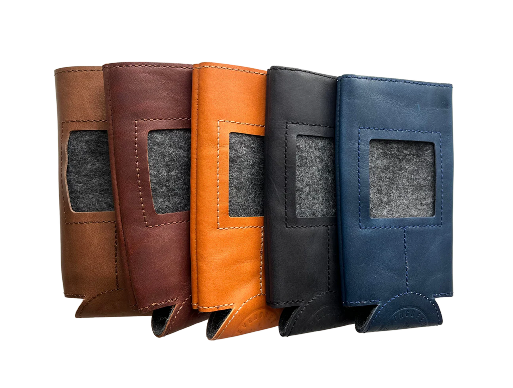Leather Self-Finishing Coozie - Slim Espresso