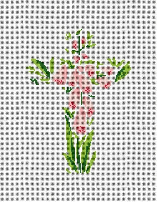 Pink Flowers Cross Canvas