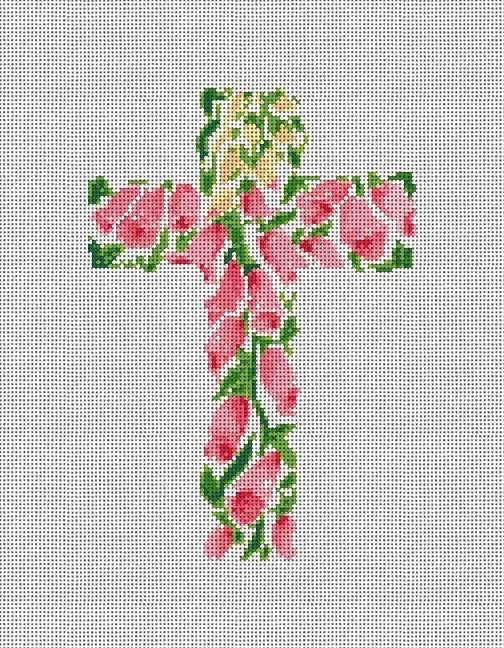 Pink and Yellow Flowers Cross Canvas