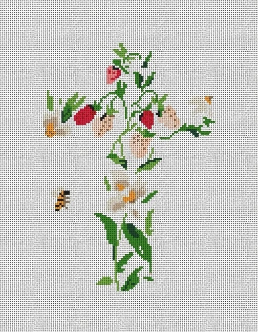 Strawberry Cross with Bees Canvas