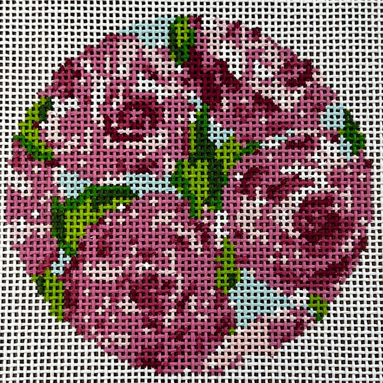 Rose on Teal Canvas Round