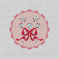 Candy Cane Scalloped Round Canvas