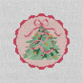Christmas Tree Scalloped Round Canvas