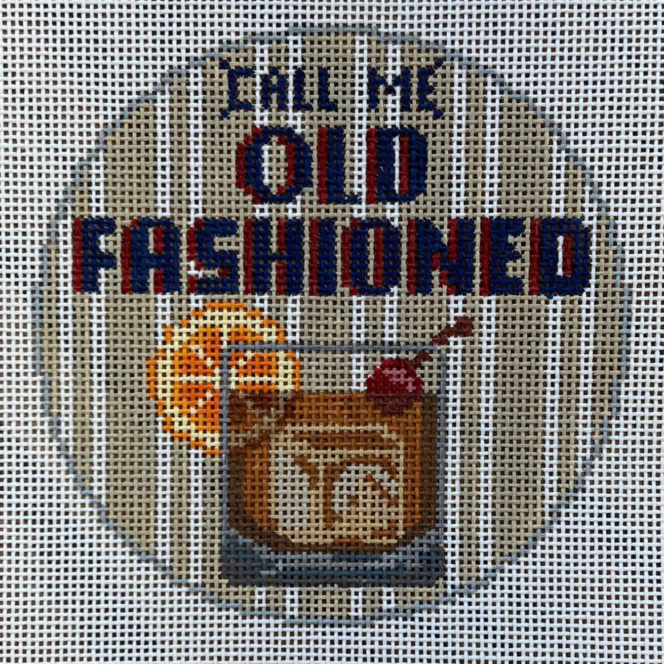 Happier Hour Old Fashioned Coaster Round Canvas