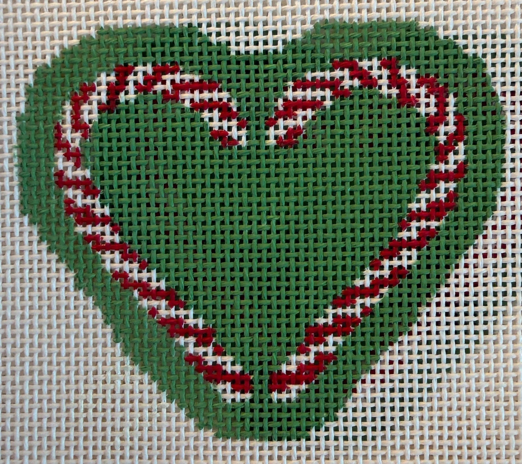 Candy Cane Heart Green Canvas
