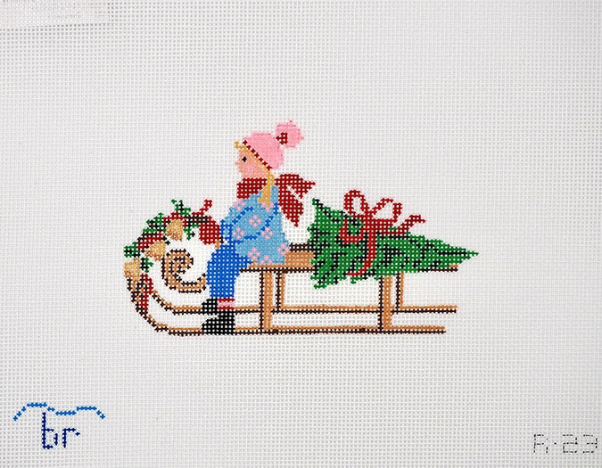 Festive Sled Girl Canvas