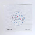 Bi Plane Airplane with Stars Round Canvas