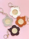 Brown Flower Self Finishing Leather Key Fob