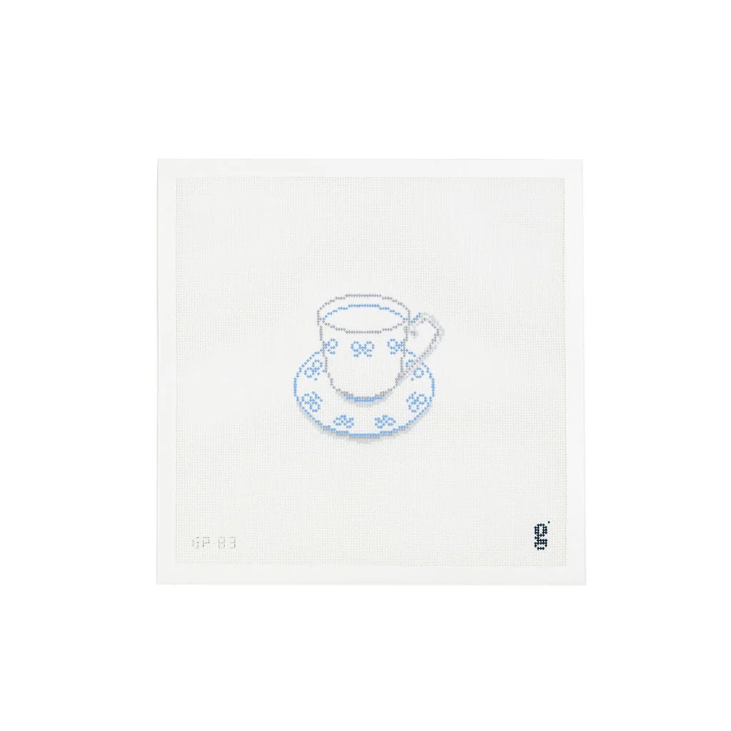 Blue Bow Teacup Canvas