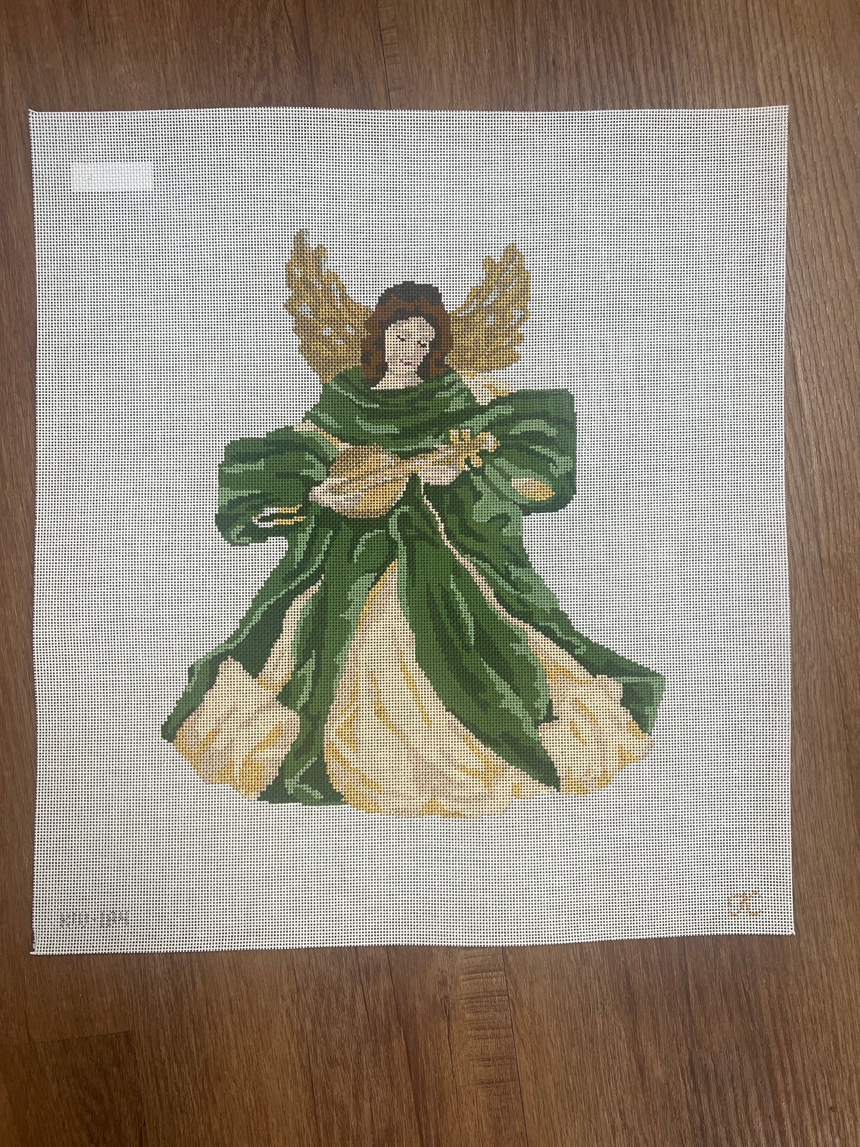 Green and Gold Angel Canvas