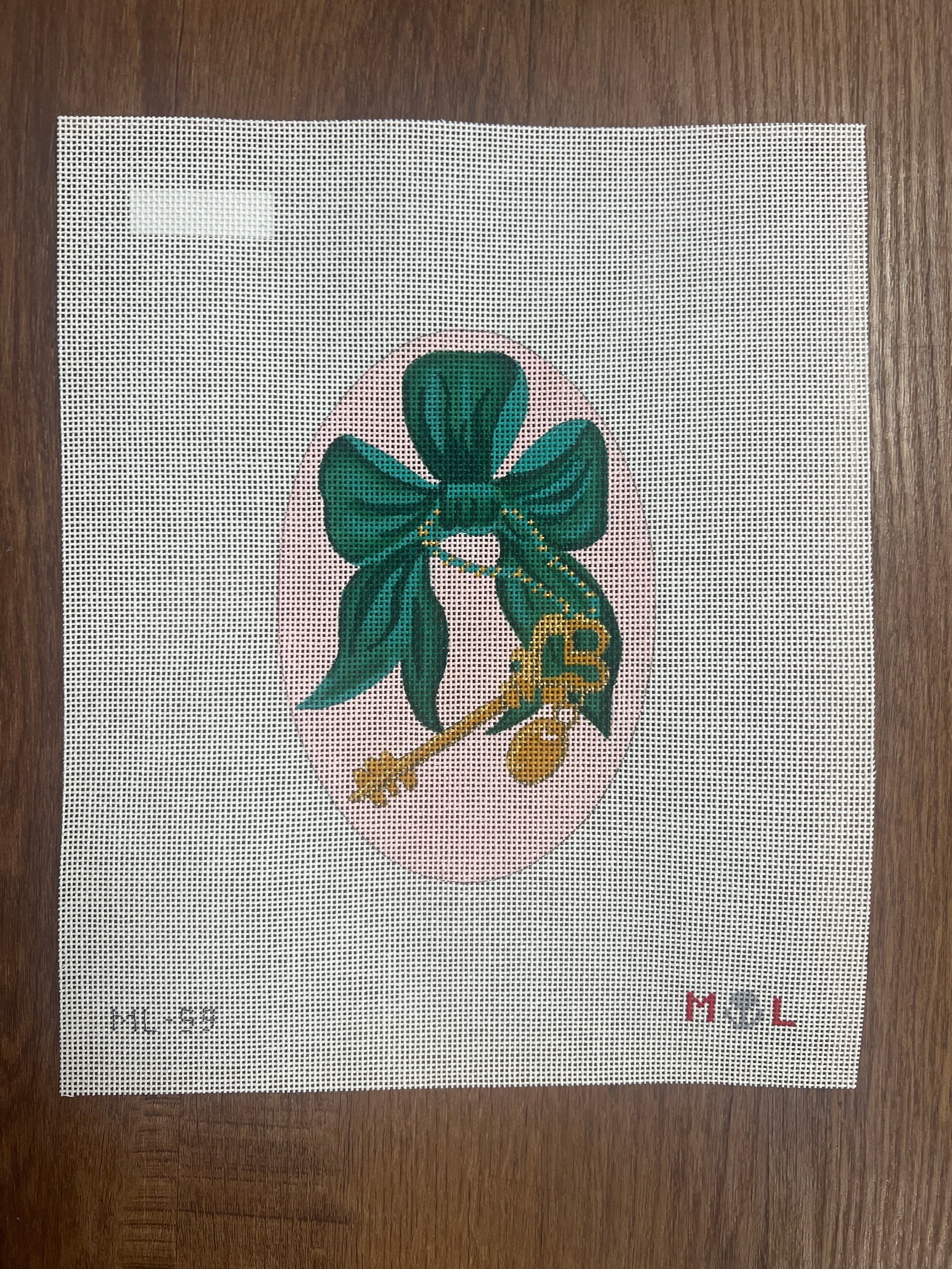 Green Bow with Key Canvas