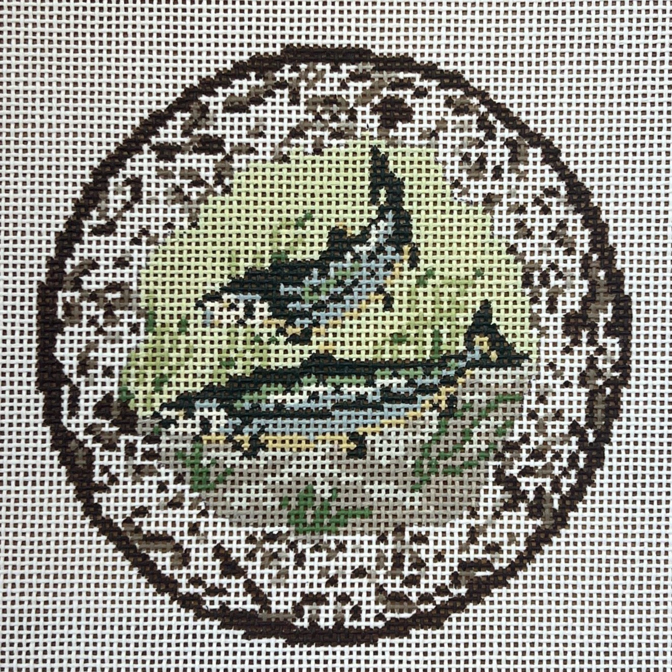 Transferware Salmon Fish Plate Canvas